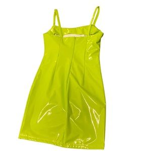 forever 21 neon green faux latex 90s Bodycon tight dress size small